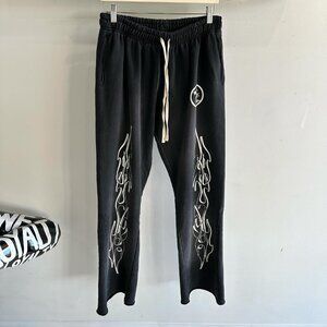 Hellstar Flame Flare Sweatpants Vintage Black